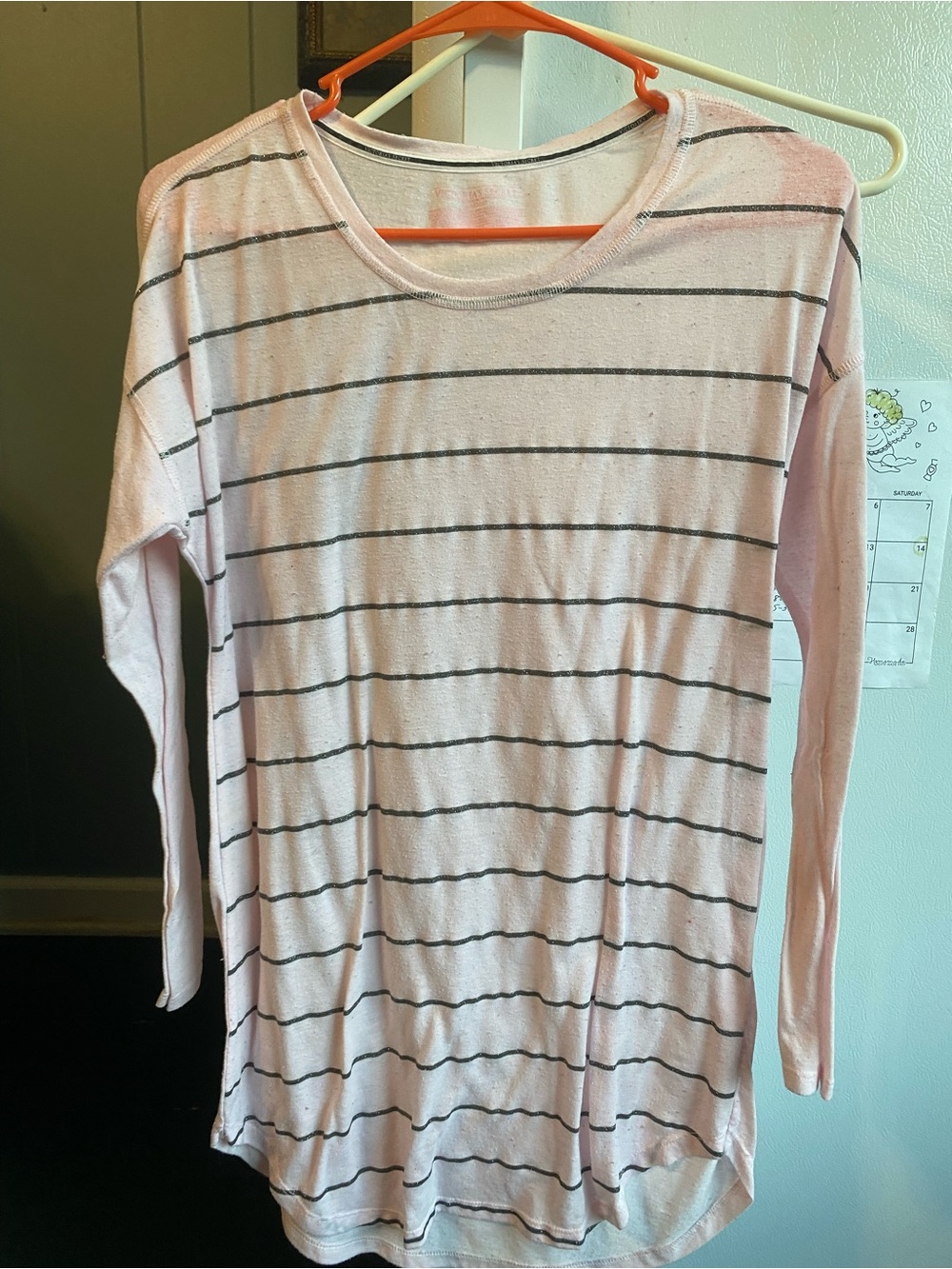 VS sleep wear Light Pink Striped Long-Sleeve
